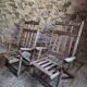 Set of 6 vintage American folding deck chairs in hardwood, 1940s–1960s.