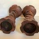 Pair of candlesticks picnic candle in twisted turned wood