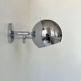 Pair of vintage chrome wall lights, adjustable, France 1960