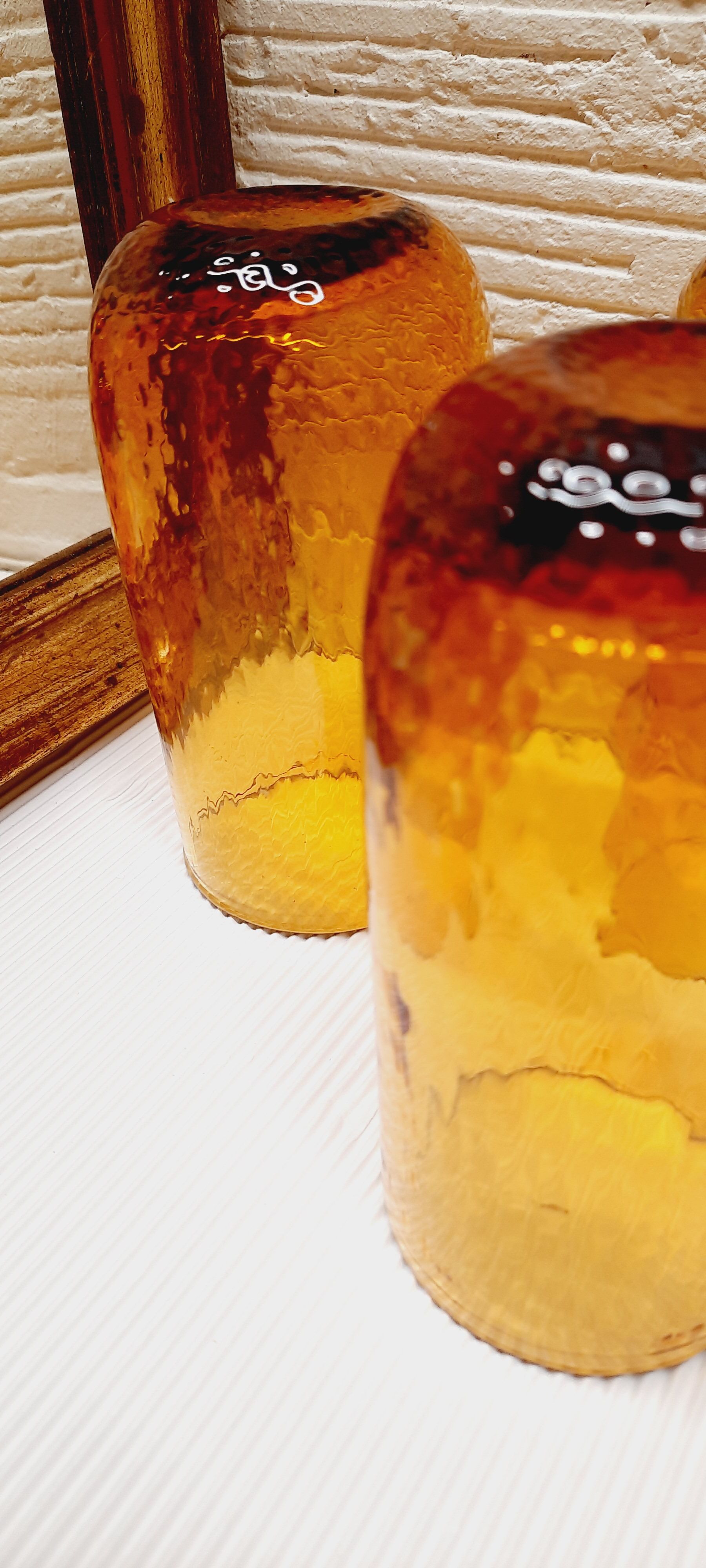 Set 4 amber orangeade glasses