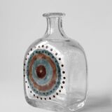 Vintage Bubble Glass Bottle With Abstract Motifs