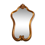 Ancien miroir doré rococo avec coquille, 61x38 cm