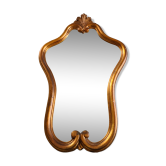 Old rococo gilded mirror with shell, 61x38 cm