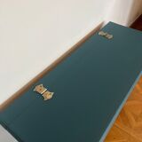 Peacock blue wooden toy chest