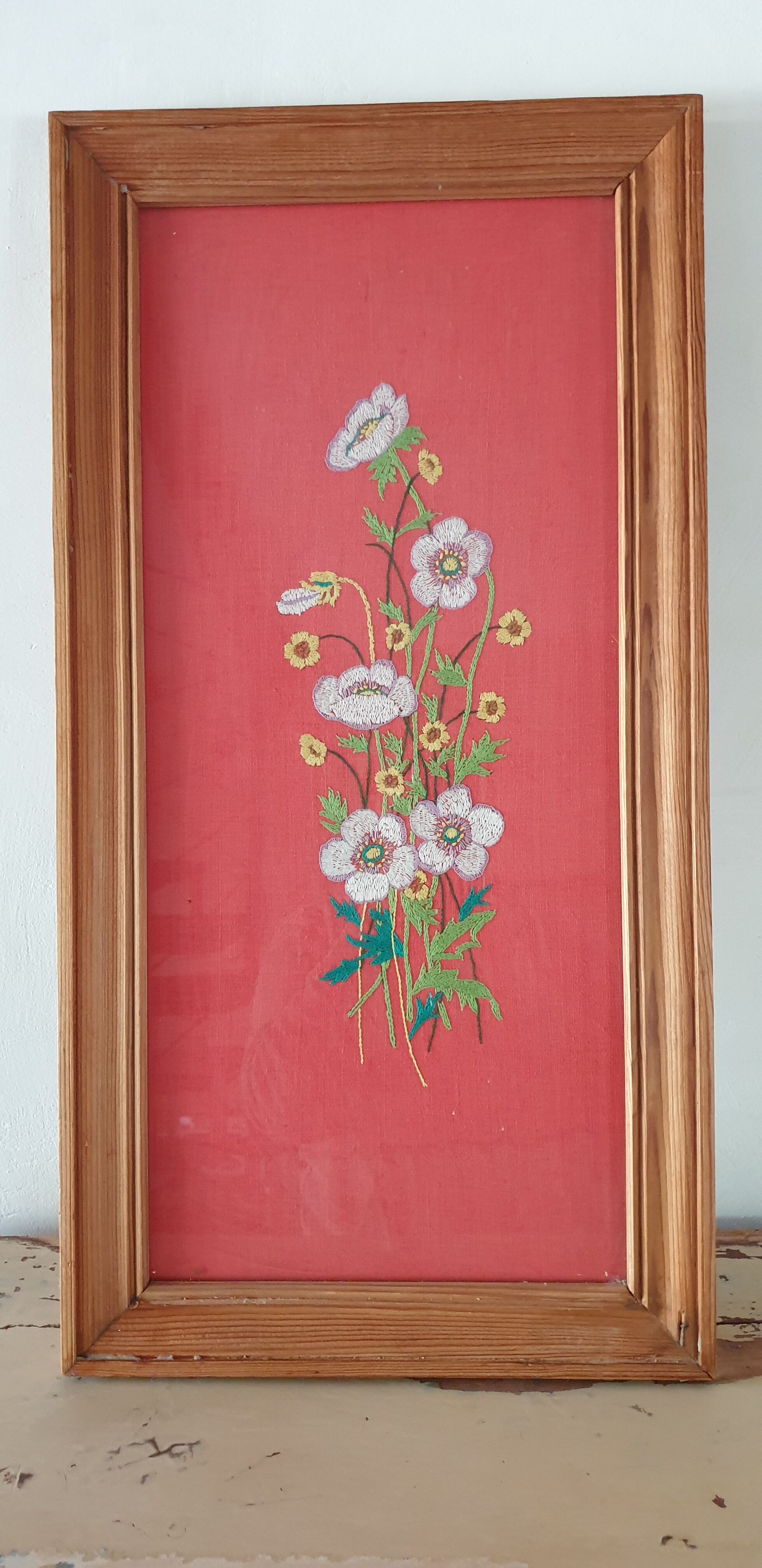 Floral embroidery painting