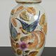 Beau vase peint main oiseau et feuilles H.Béquet numéroté 556