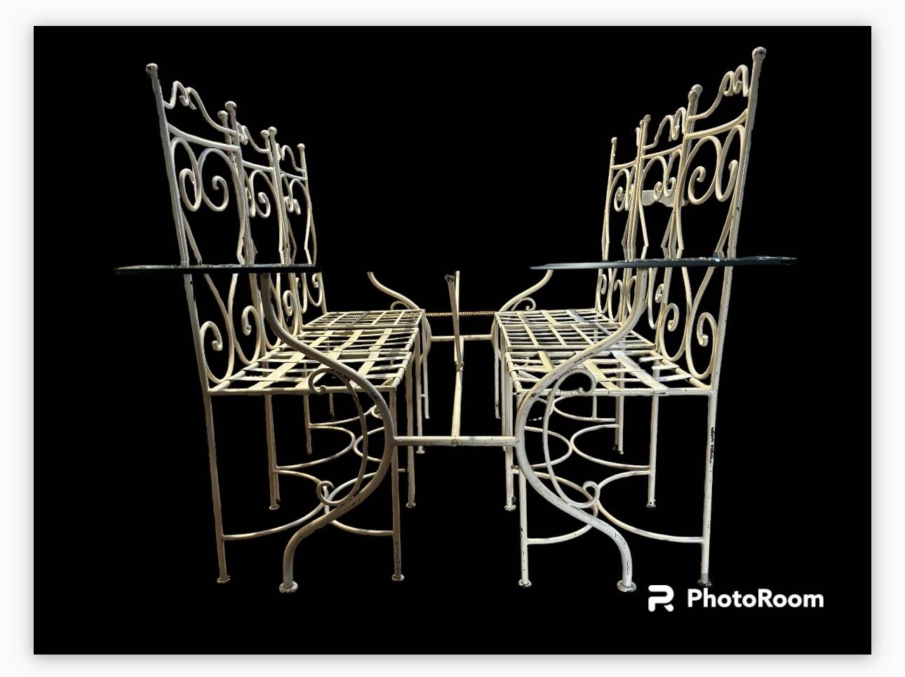 Iron and glass garden furniture