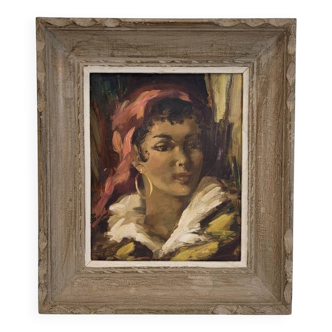 Oil on board "Gypsy", 40s - France