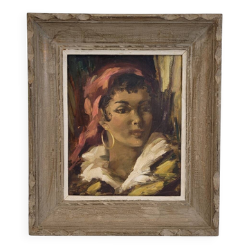 Óleo sobre tabla “Gitana”, 40’s - Francia