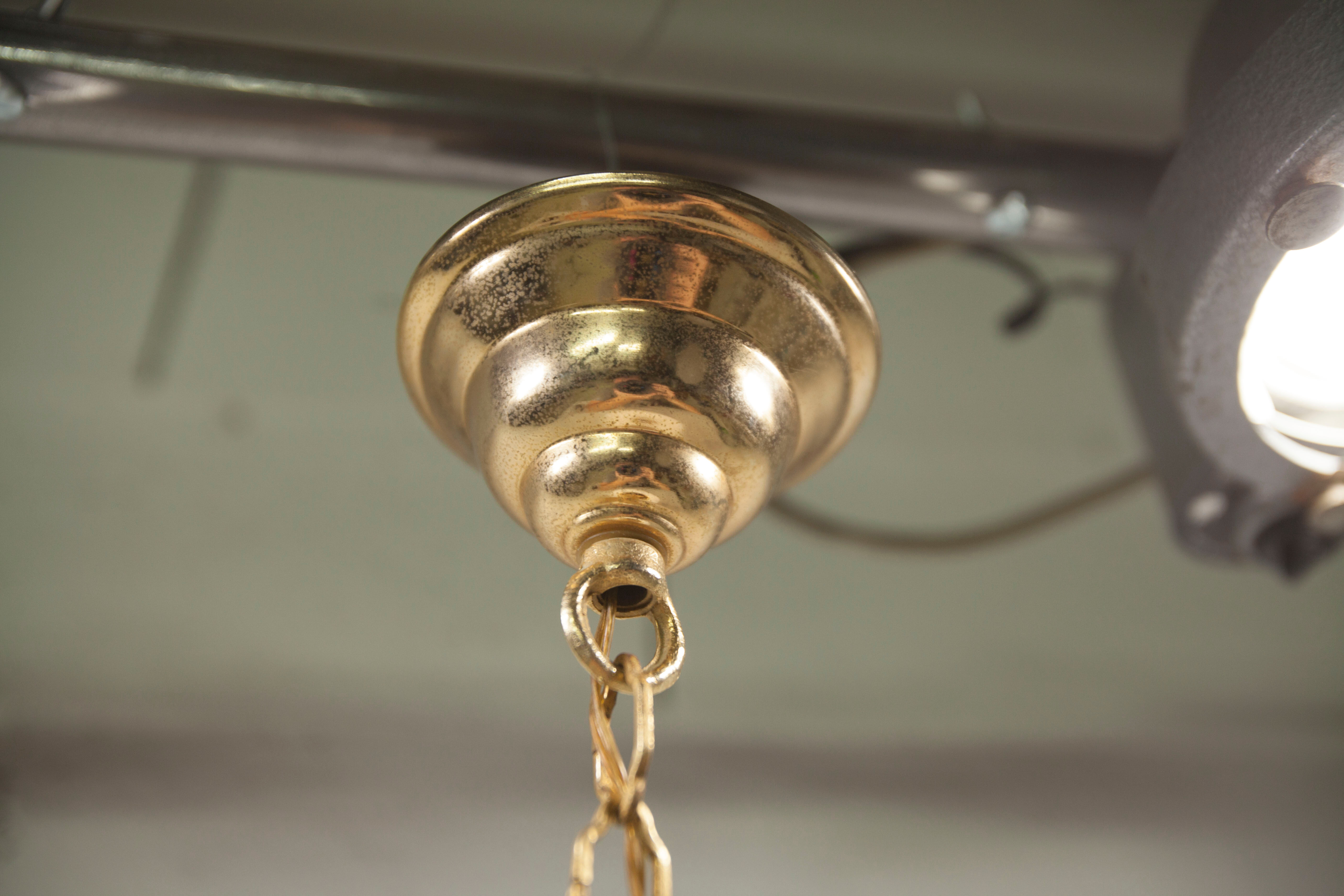 Mid century suspension, brass, zebra glass