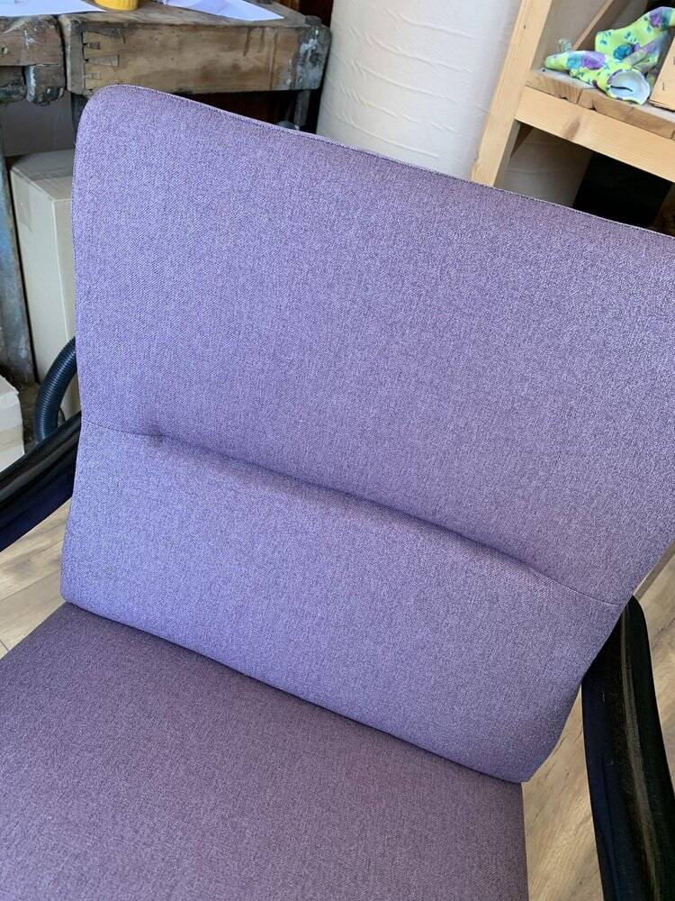 Art Deco armchair in plum fabric and black lacquered wood, 1920s.