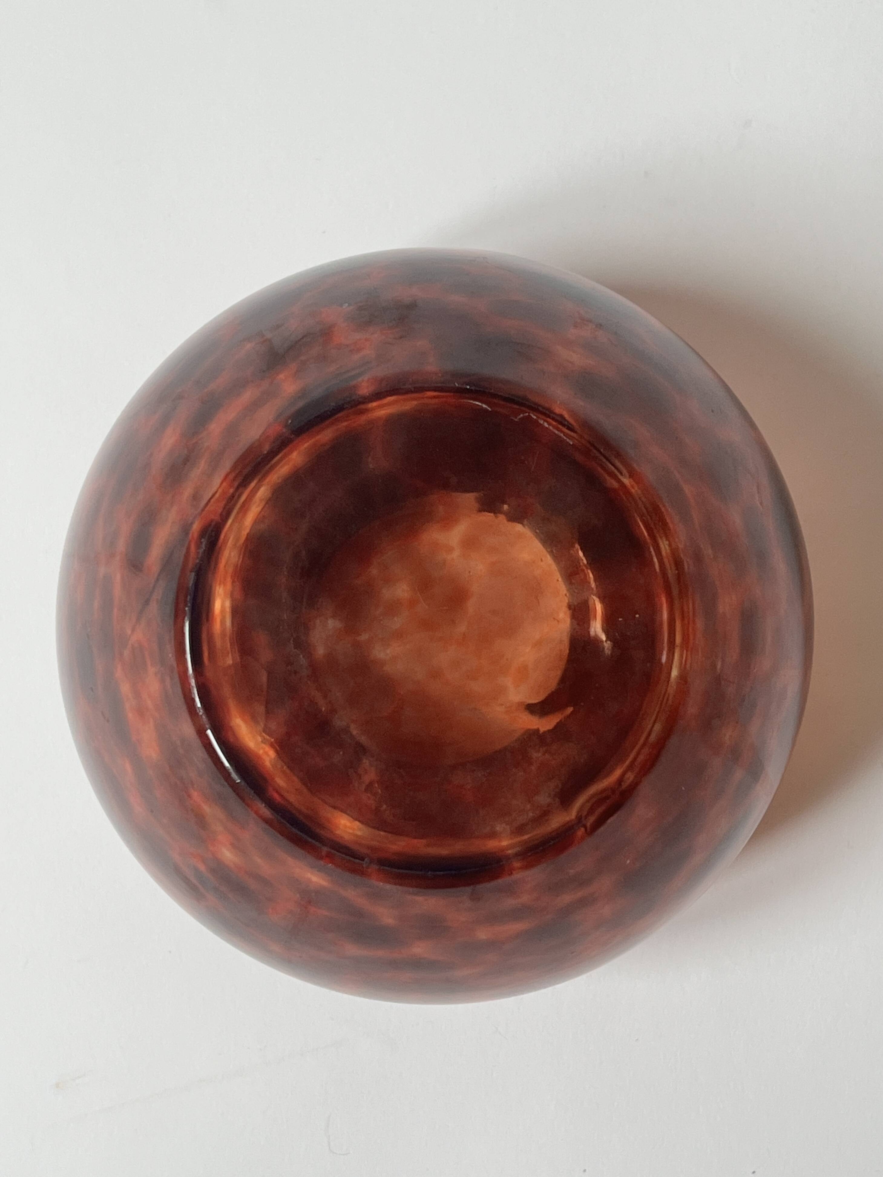 Amber smoked glass vase known as tortoiseshell, 1970s design.