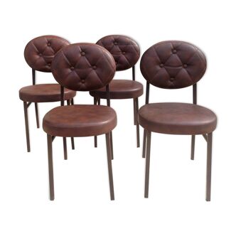 Lot of 4 chairs to bistro or restaurant skai and metal