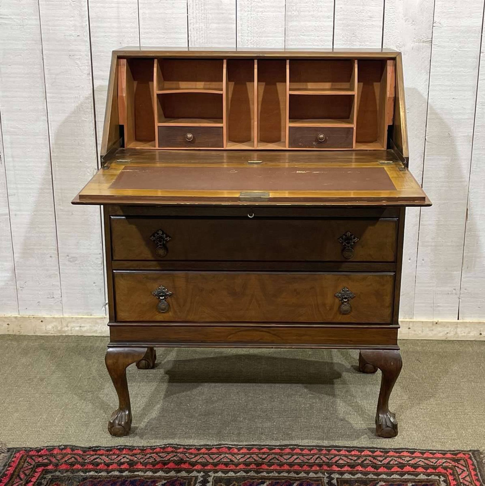 1930s English walnut secretary