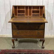1930s English walnut secretary
