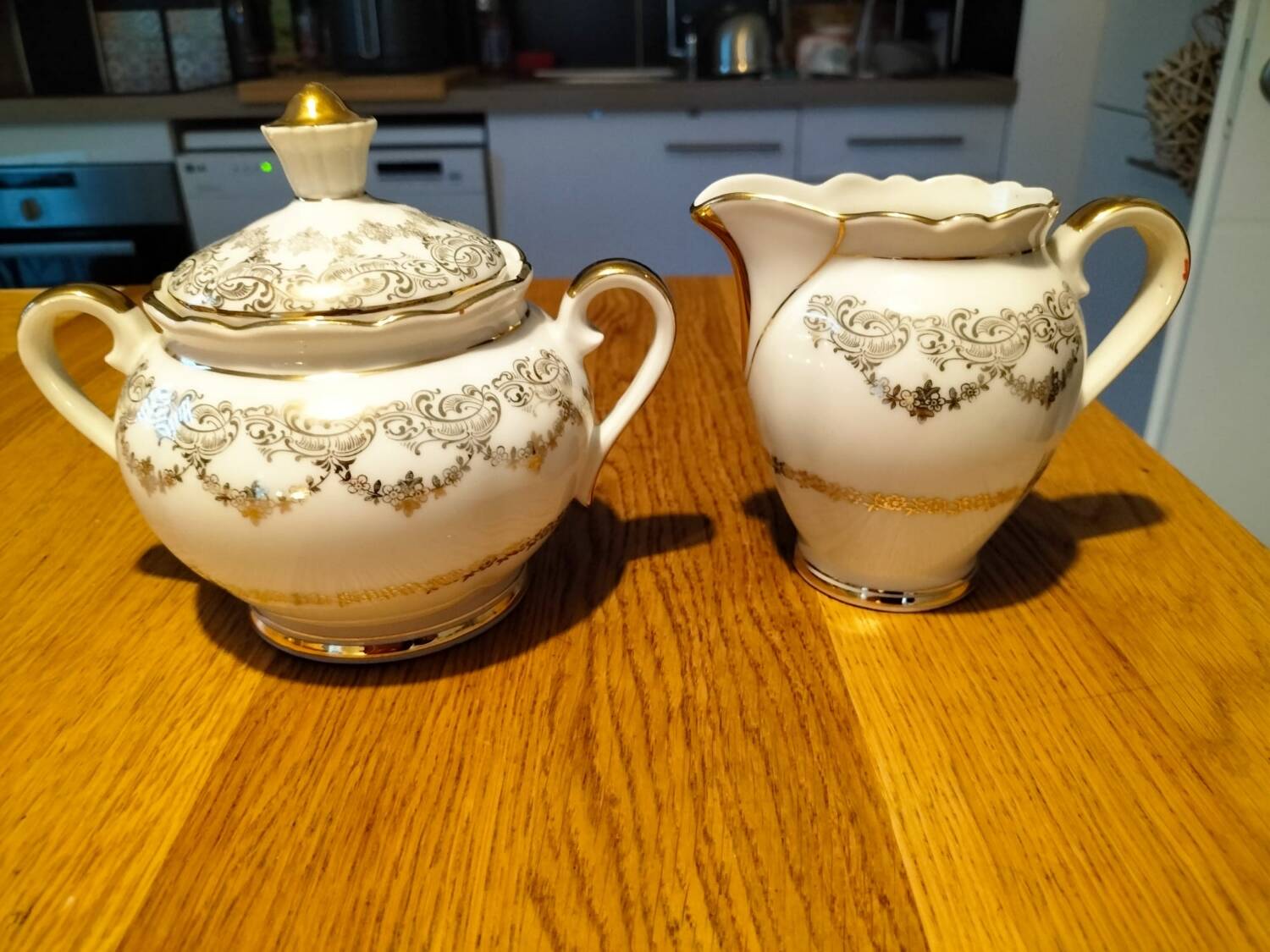 Sugar bowl and milk jug French porcelain FD