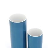 Arzberg Germany duck blue porcelain "roll" vases, 1970s