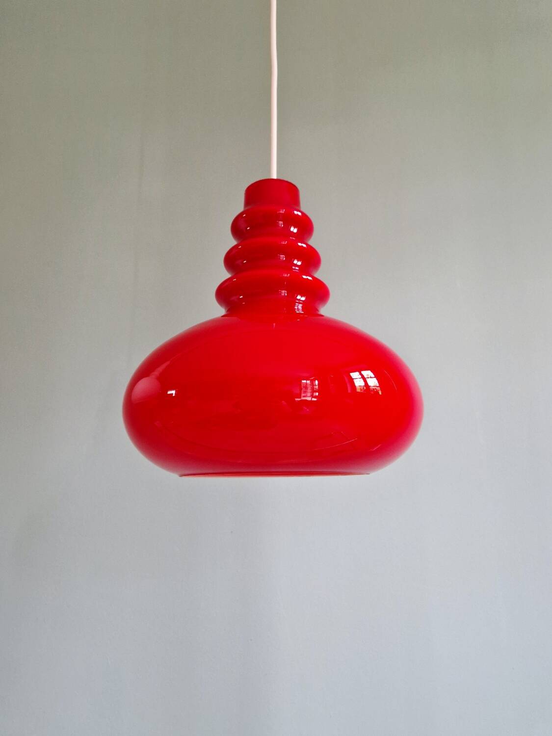 Trio of Space Age opaline pendant lights, Peill & Putzler, 1970