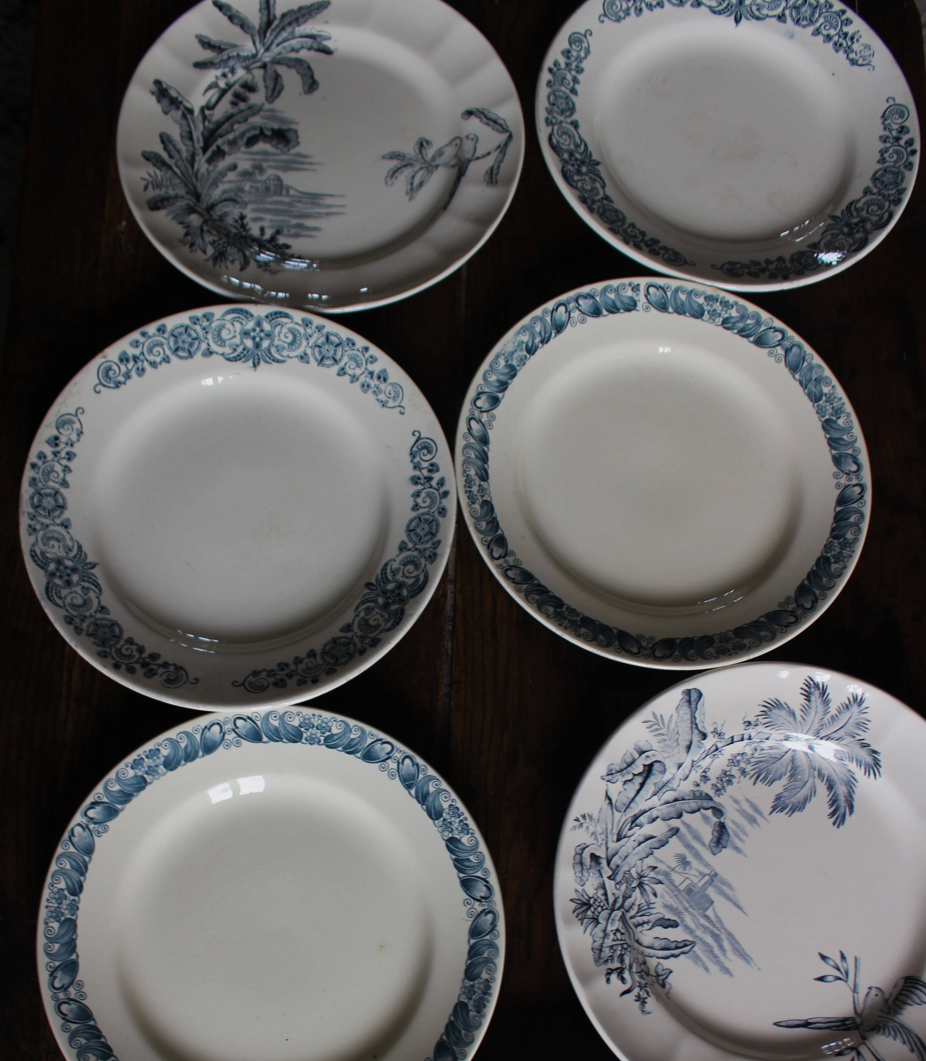 6 Terre de Fer blue Marcel Alésia Exotic Longchamp plates