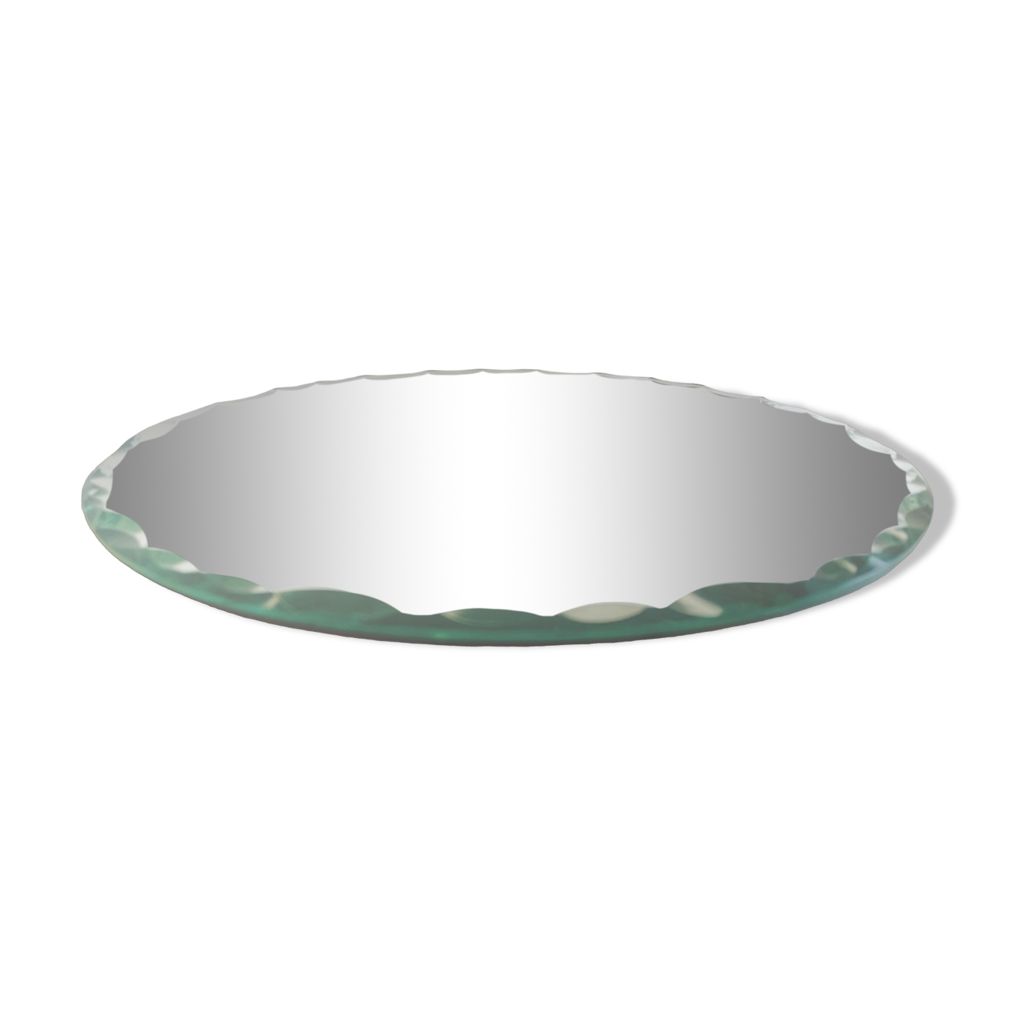 Vintage round and beveled table mirror