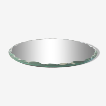 Vintage round and beveled table mirror