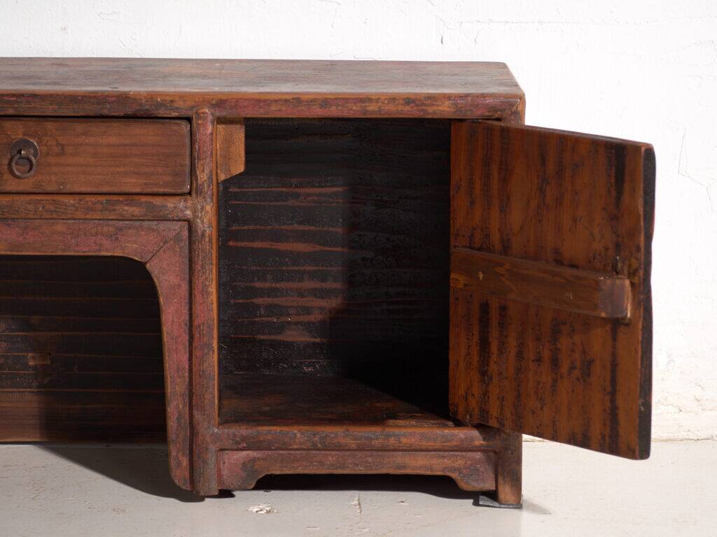Antique low cabinet painted in pine wood – China, around 1900