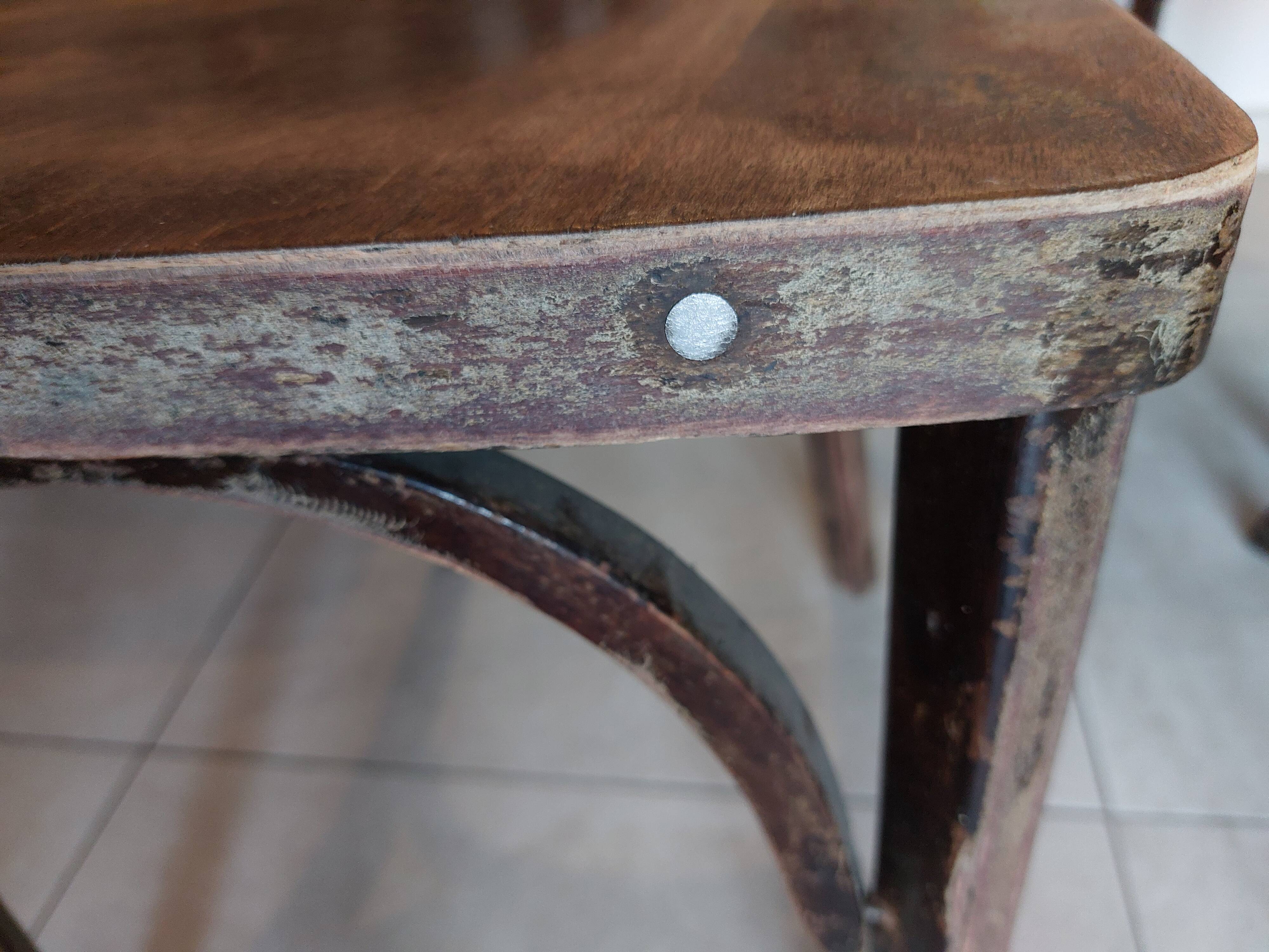 4 dark Luterma bistro chairs, sanded. Painting possible.