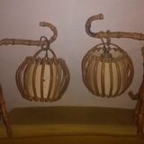 Two rattan wall lamps