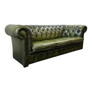 Chesterfield vintage - cuir vert