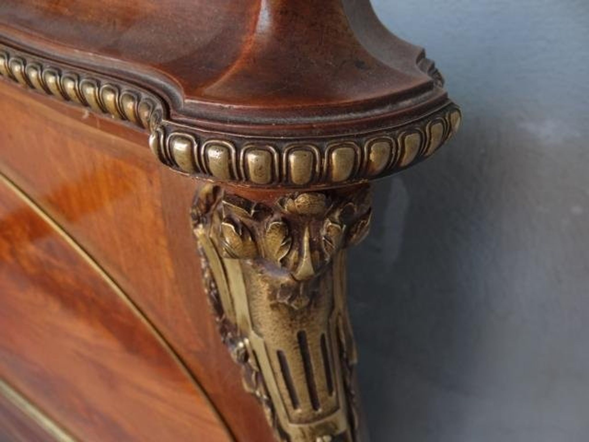 Golden bronze Louis XVI style mahogany bed