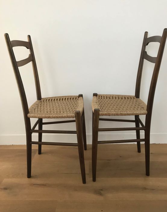 2 scandinavian chairs with rope seat