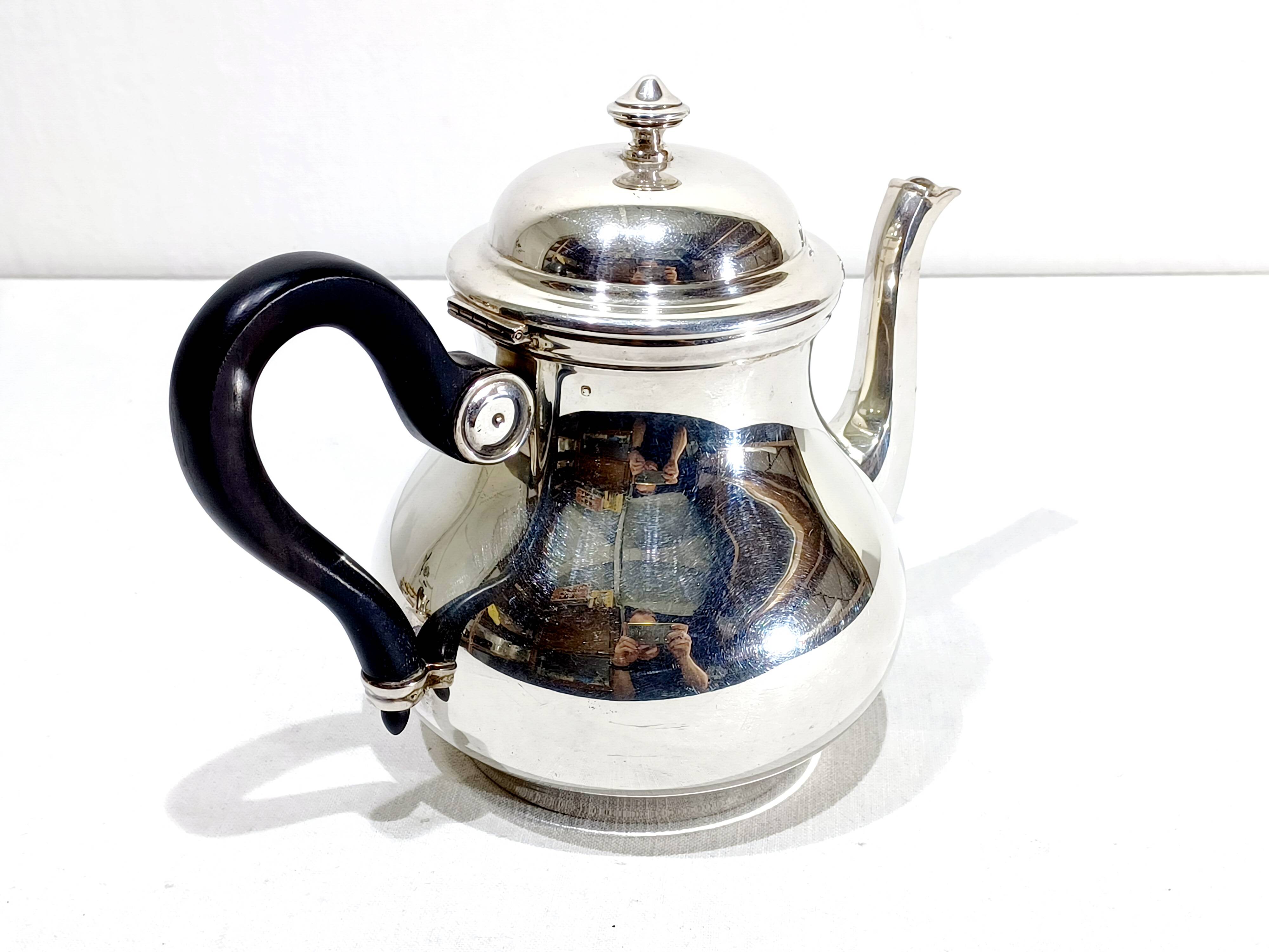 3-piece silver and ebony tea set