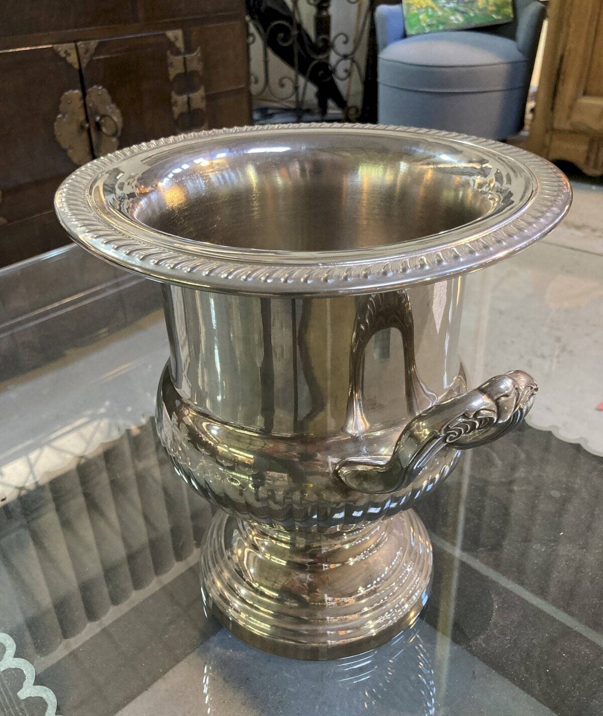 Antique ice bucket or champagne bucket - silver-plated metal