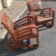 Pair of Club Ship Chairs Art Deco – Solid Wood & Brown Leather/Leatherette