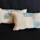 Pair of kilim-style antique canvas cushions woven, patched and hand-embroidered, and vintage fabric