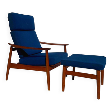 Fauteuil et ottoman Arne Vodder FD-164 pour France & Son, années 1960