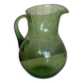 Pichet 1960 en verre bullé Biot vert 1,5L