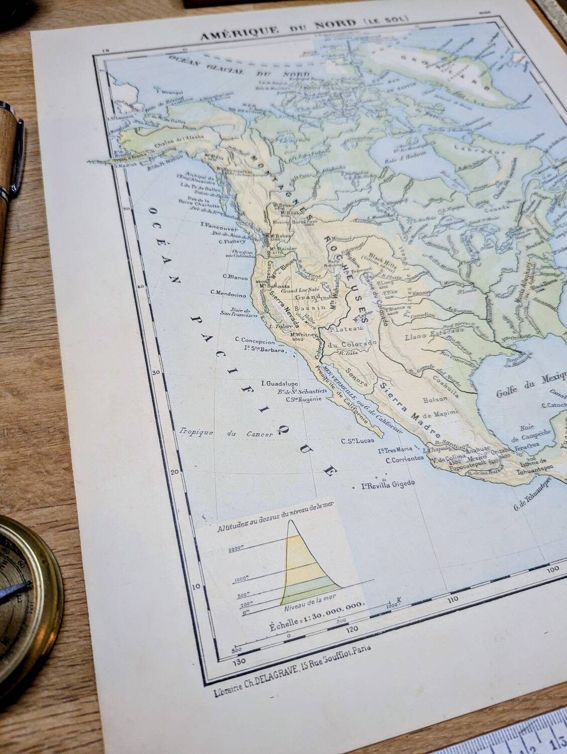 North America. Geographical map printed in 1900.