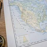 North America. Geographical map printed in 1900.
