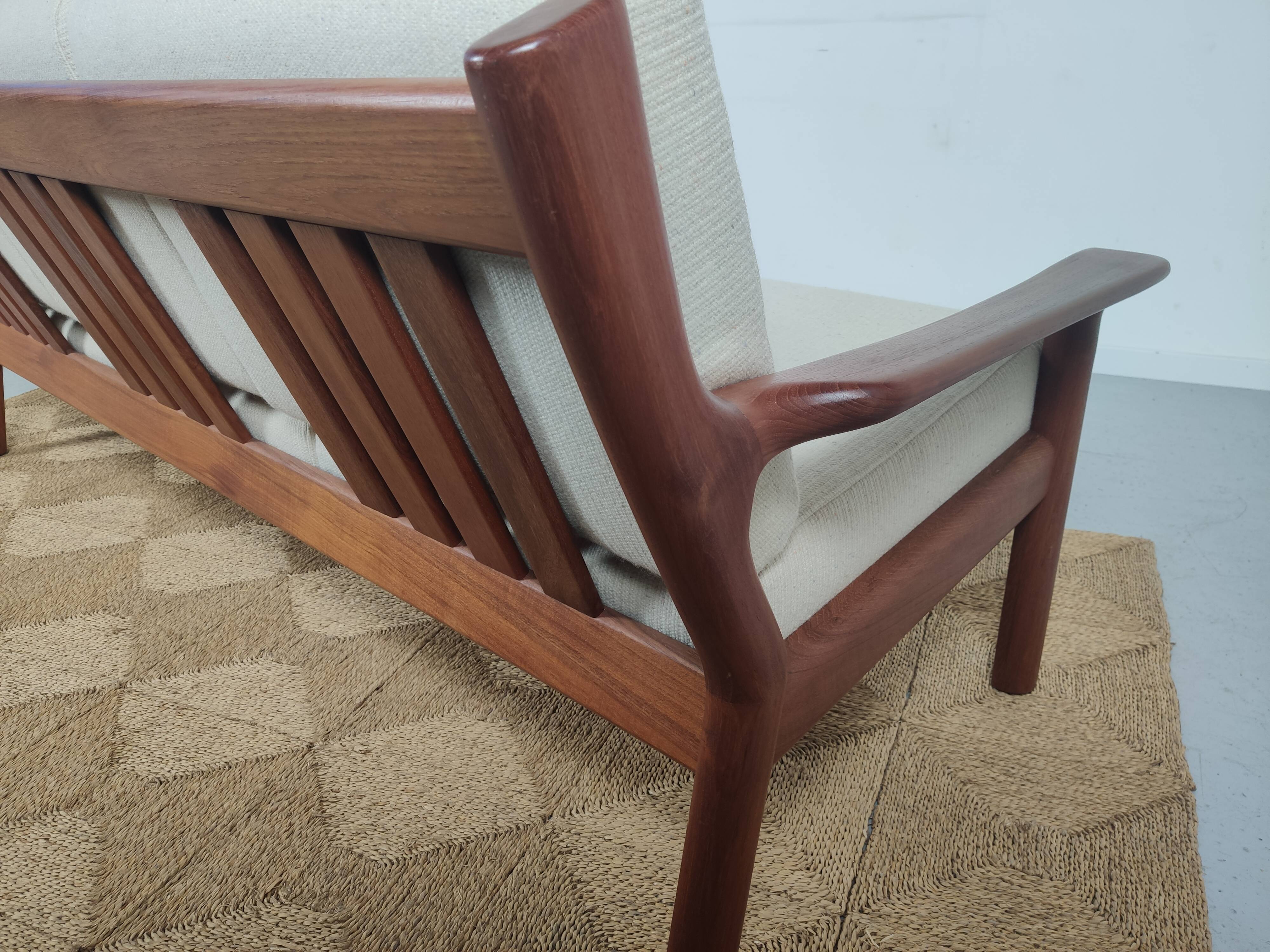 JUUL KRISTENSEN 3-seater teak sofa for Glostrup, Denmark 1960s