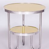 Petite table jaune, kovona, chrome, tchéquie, années 1930