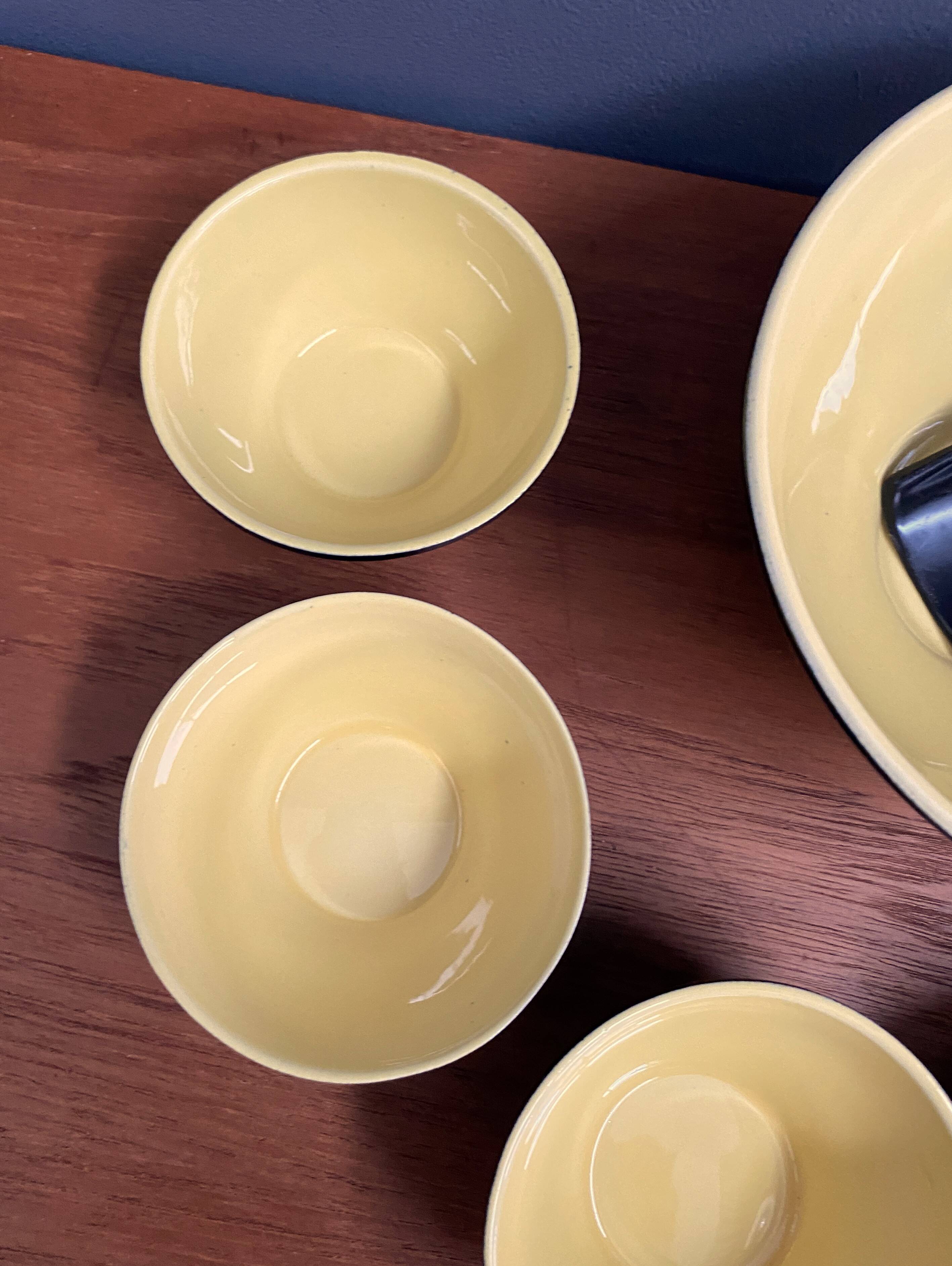 Ceramic black and yellow nuts dispender set 1960s