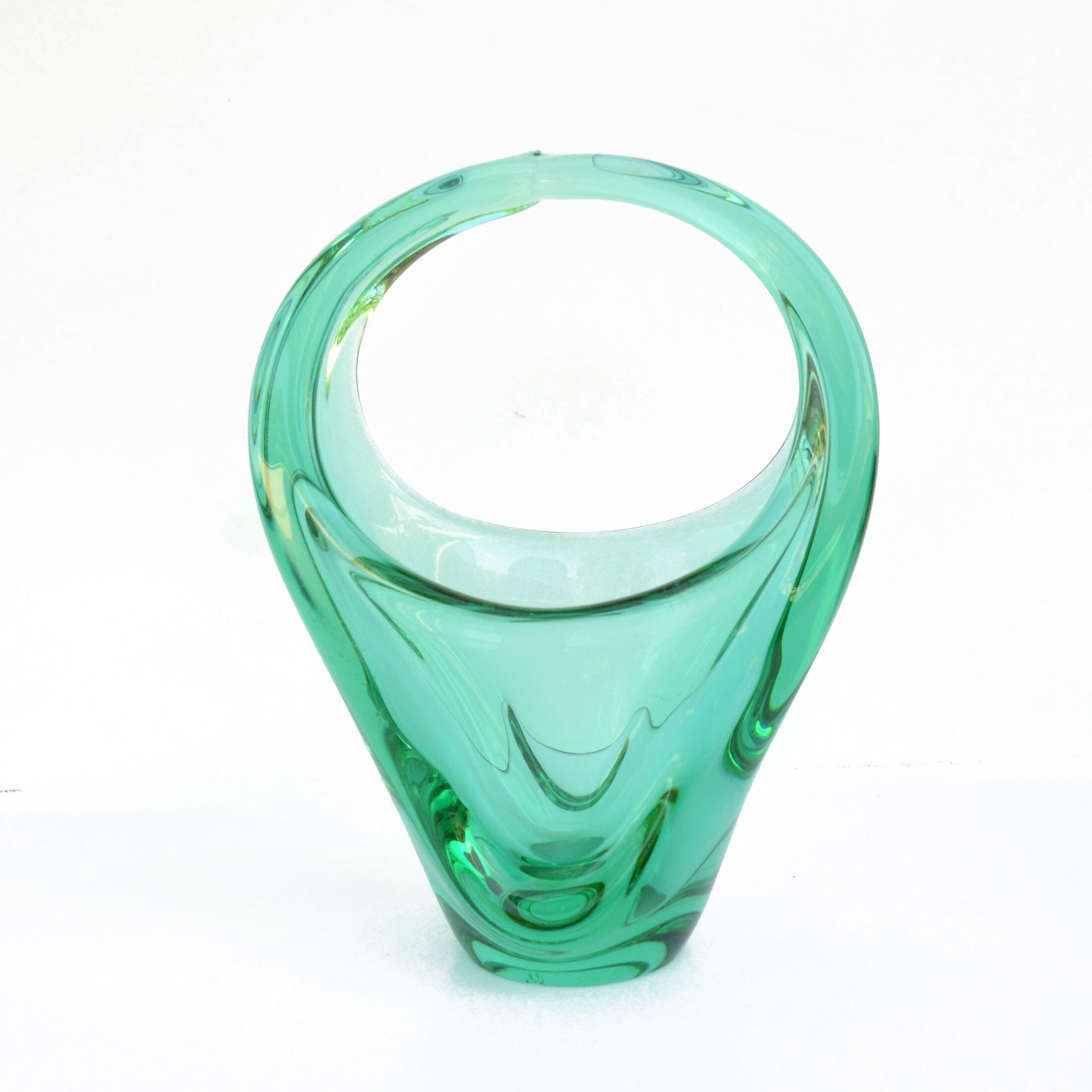Panier en verre des années 1960, conçu par M. Klinger, Zelezny Brod Sklo, Tchécoslovaquie