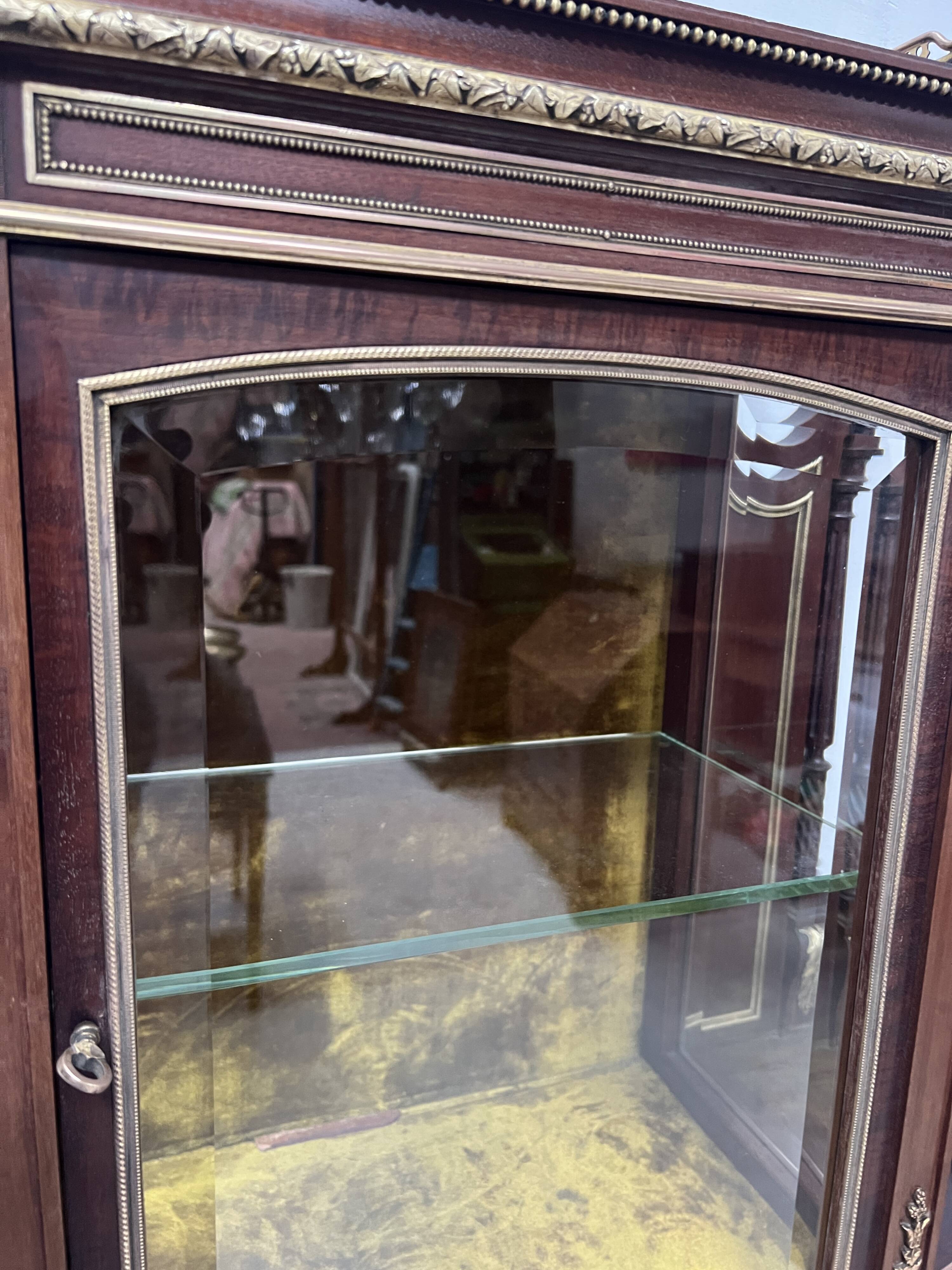 Napoleon III Mahogany and Chiseled Bronze Display Cabinet, 19th Century