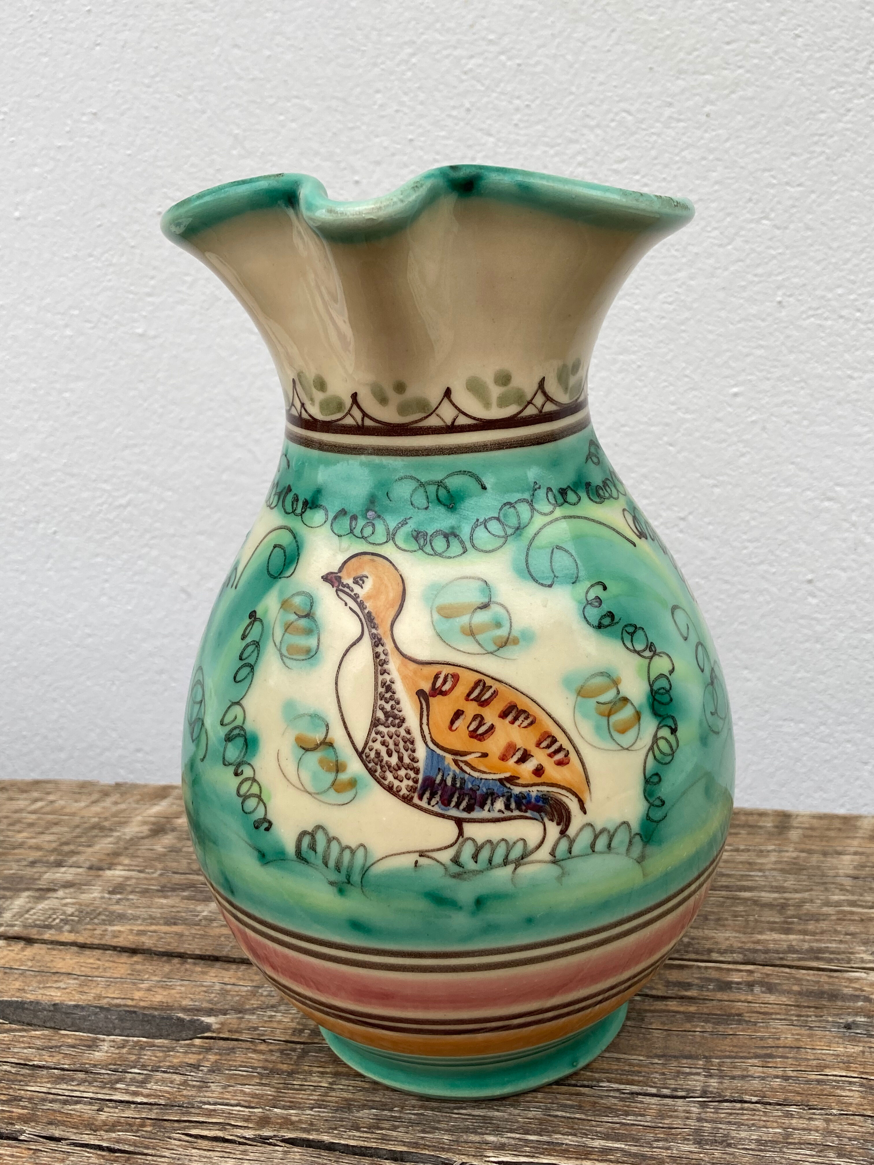 Spanish glazed ceramic bird pitcher Puente del Arzobispo Toledo España
