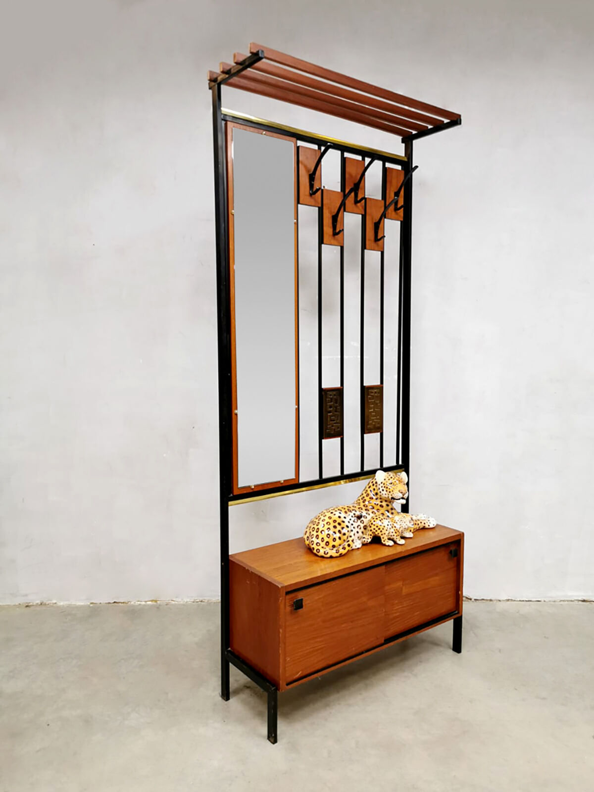 Midcentury vintage design coat & hat rack mirror