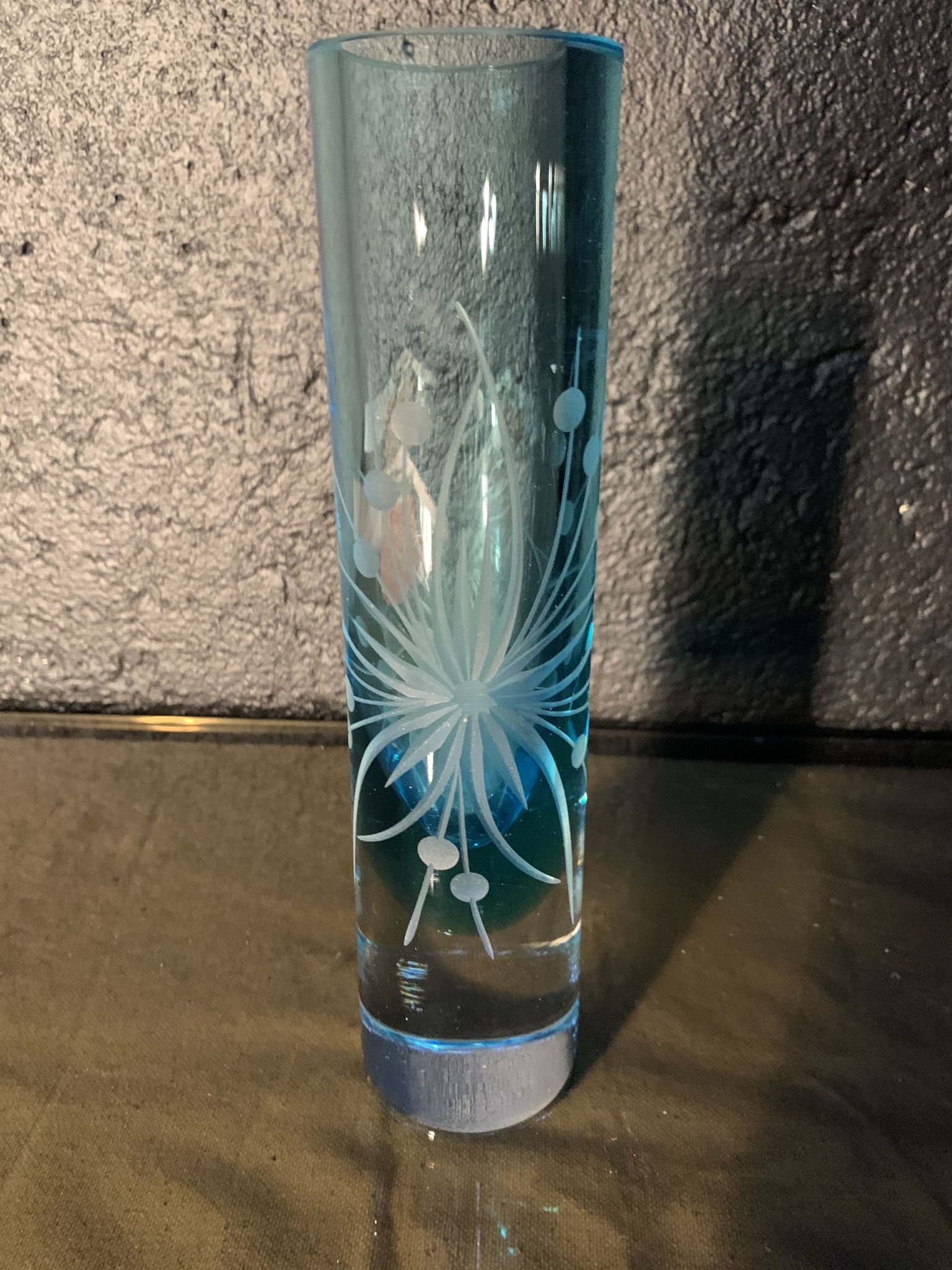 Soliflore, engraved glass vase 1960