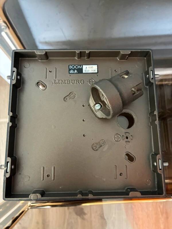 Vintage boom flush ceiling lamp by glashütte limburg smoked glass brass