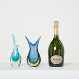 Set of two vases Sommerso glass of Murano 1970