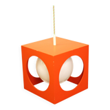 Orange Poker Dice Pendant Lamp - 1970s Space Age Lighting